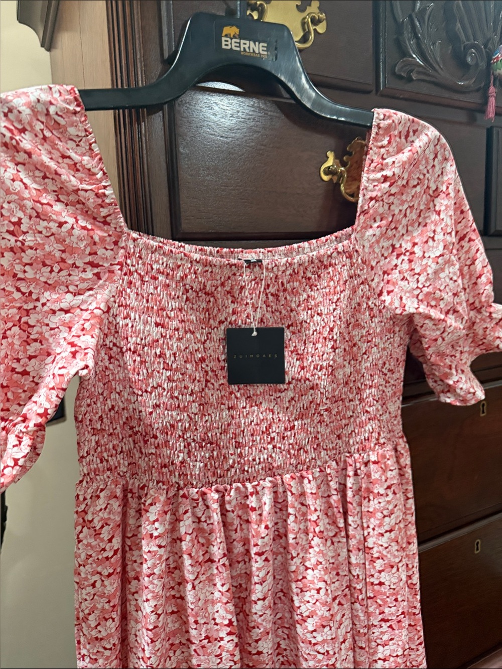 Smocked Floral Maxi Dress in Pink - Picture 4 of 6